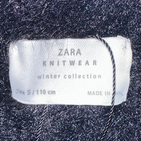 Zara Knitwear Girls Black Glitter Fuzzy A-Line Skirt Size 5 - Picture 2 of 10